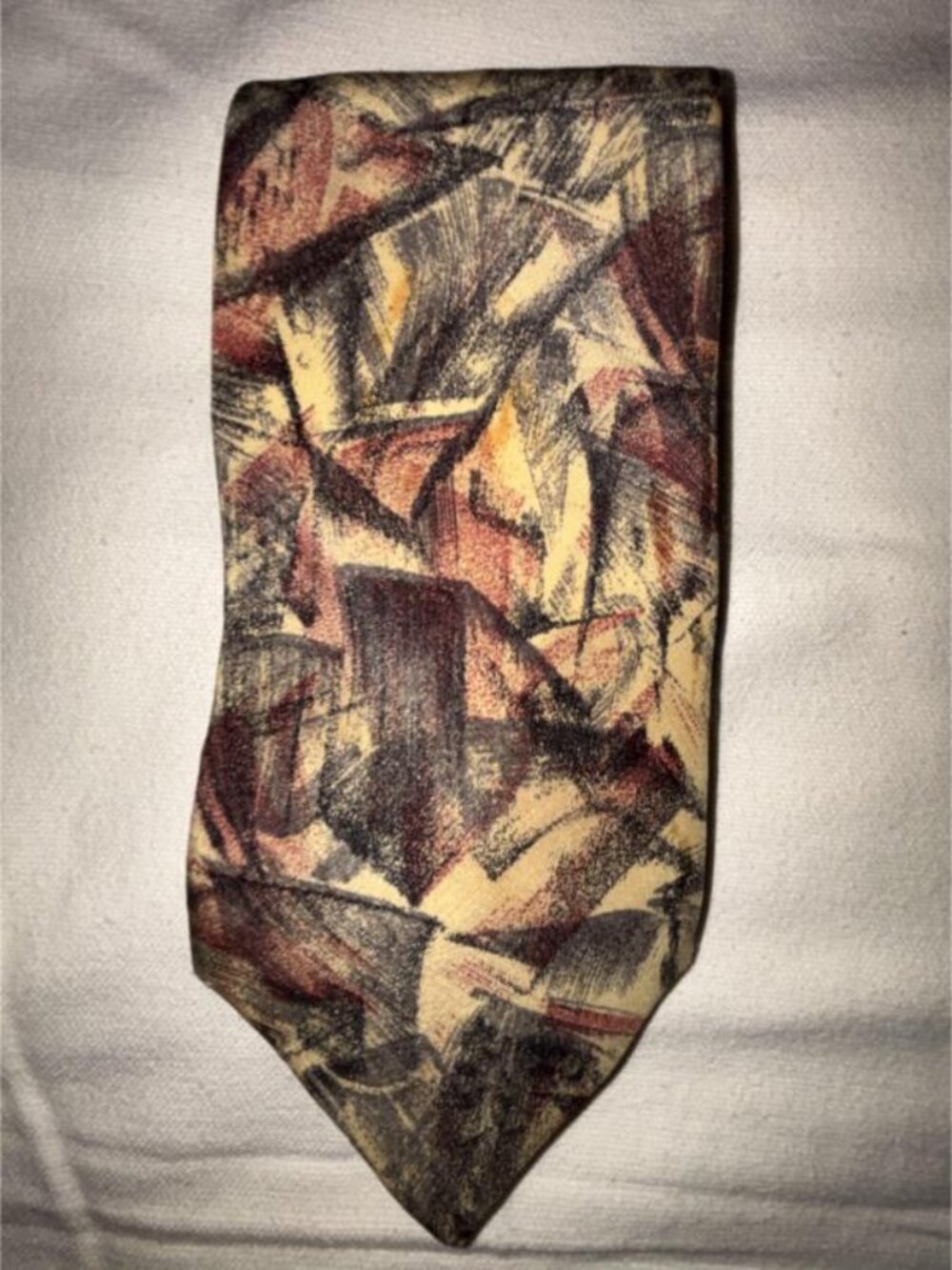 Vintage Andrini 100% Silk Tie – Yellow with Red & Black Mid-Century Design
